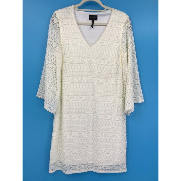 Laundry Lace Bell Sleeve Dress Ivory Cream Large - Picture 1 of 6